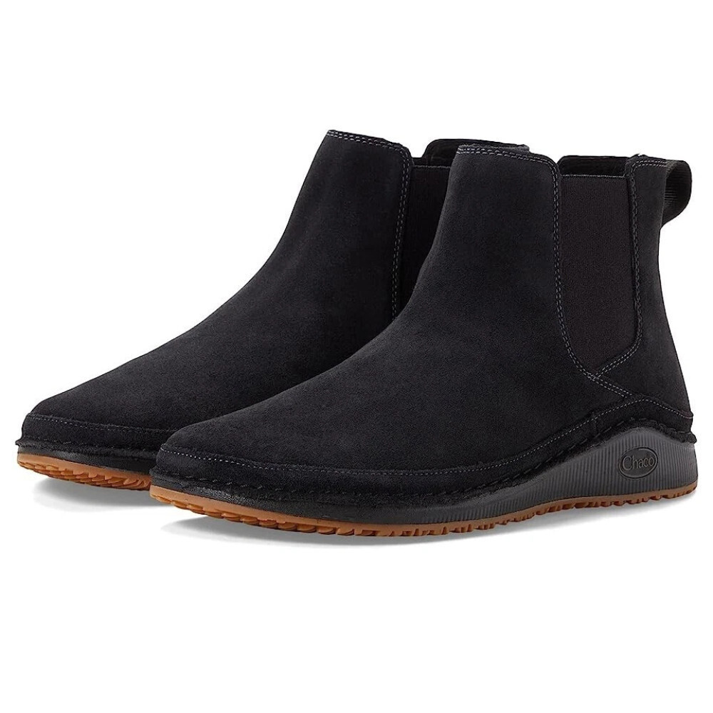 Chaco Paonia JCH109576 Boots Women's US 7 Black Suede Round Toe Chelsea RHS6404